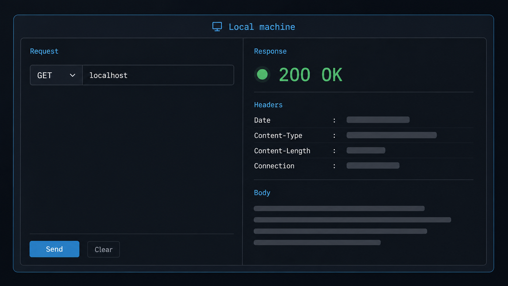 A command-line HTTP request confirms that the locally published Svix listener returns an HTTP response.